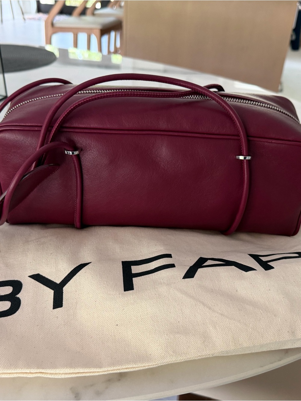 BY FAR Kimberly Sour Cherry Napa leather east west bag NWT
